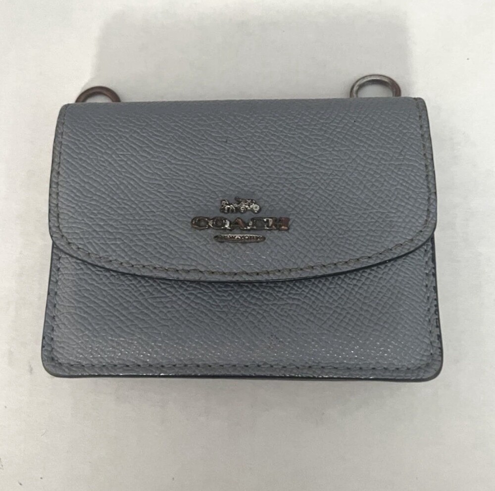 COACH Flap Card Case Crossbody Purse Light Blue